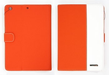 Чехол/книжка для Apple iPad Mini 2, Mini 3 "RICH BOSS" (кожаный оранжевый/белый)